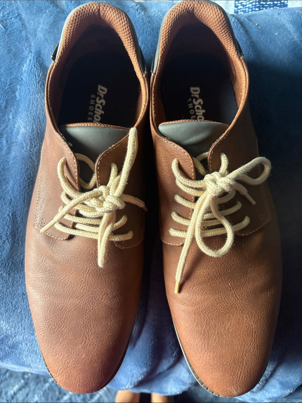 Dr. Scholl's Brown Leather-Look Oxford Shoes with Cream Laces